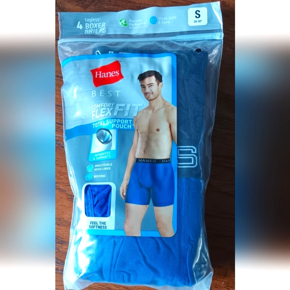 Hanes Best Men's Comfort Flex Fit Total Support Pouch Boxer Briefs, 4 Pack SZ Sm